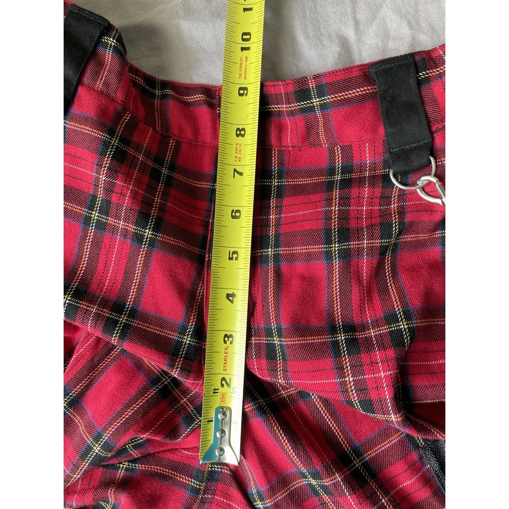 Hell Bunny Tartan Plaid Rudie Pants Womens Large Red Goth Punk Grunge Zippers - Picture 10 of 12
